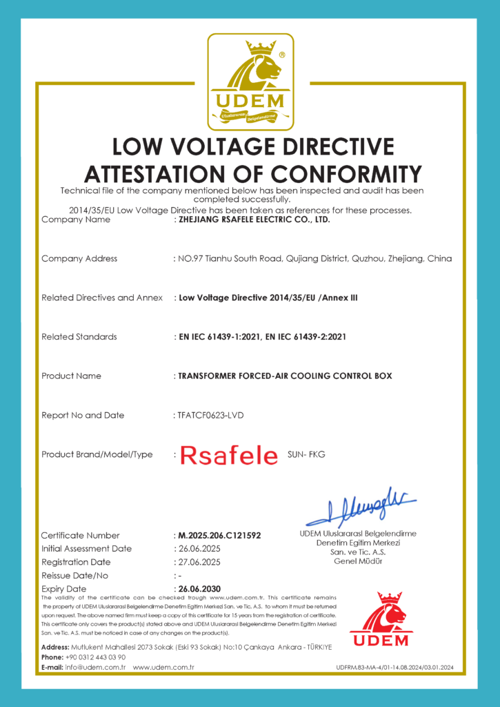 EU Low Voltage Directive Attestation of Conformity
